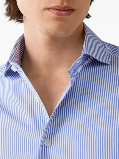 Hackett London 스트라이프 코튼 셔츠 In Blue