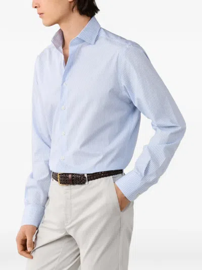 Hackett London 스트라이프 프린트 셔츠 In Blue