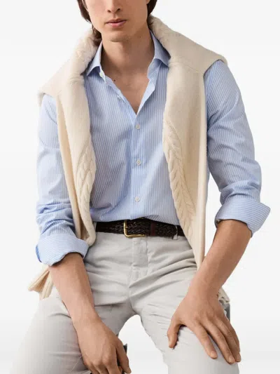 Hackett London 스트라이프 프린트 셔츠 In Blue