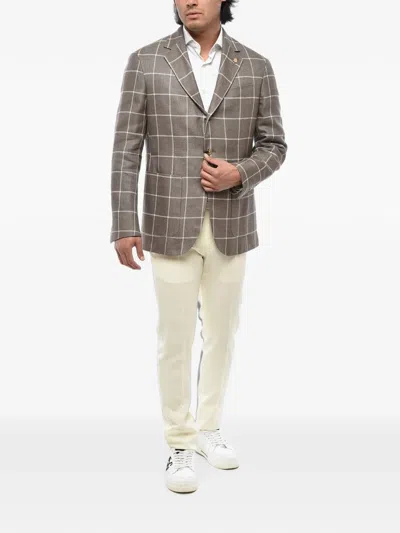 Corneliani Check-pattern Blazer In Brown
