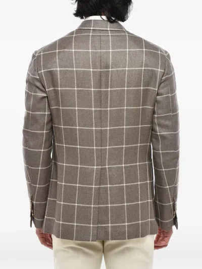 Corneliani Check-pattern Blazer In Brown