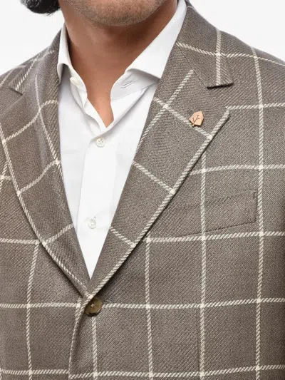 Corneliani Check-pattern Blazer In Brown