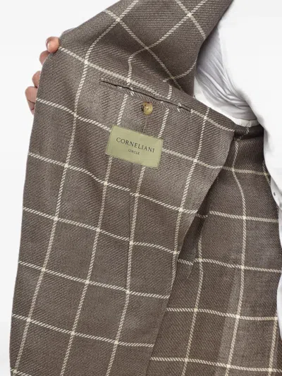 Corneliani Check-pattern Blazer In Brown