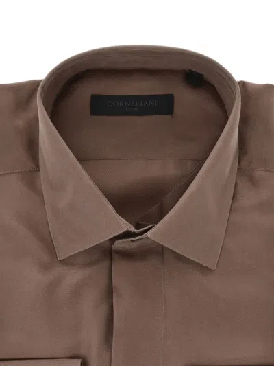 Corneliani Silk Shirt In Brown