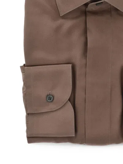 Corneliani Silk Shirt In Brown