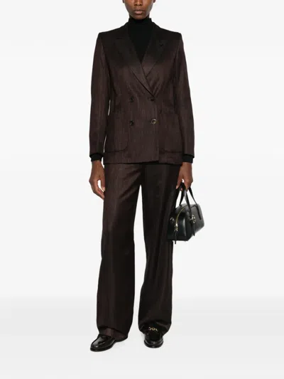 Lardini Double-breasted Peaked-lapel Blazer In Brown