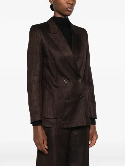 Lardini Double-breasted Peaked-lapel Blazer In Brown