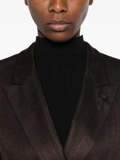 Lardini Double-breasted Peaked-lapel Blazer In Brown