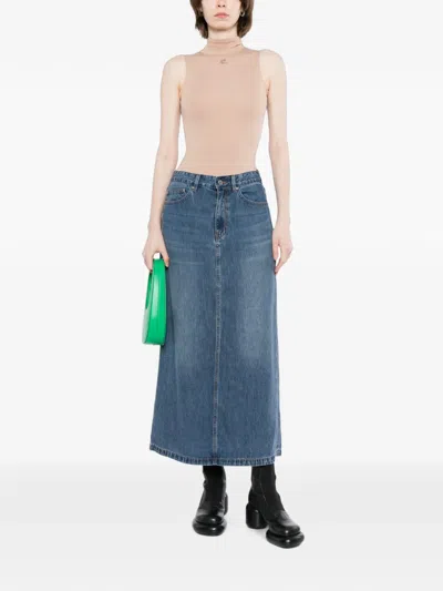 Jnby A라인 데님 미디 스커트 In Blue