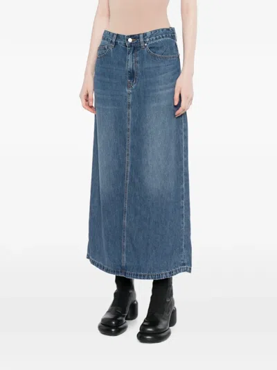 Jnby A라인 데님 미디 스커트 In Blue