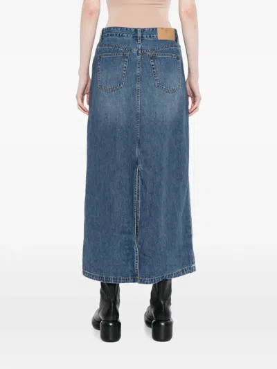 Jnby A라인 데님 미디 스커트 In Blue