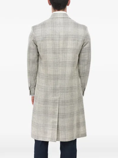 Corneliani Circle District Check Coat In Silver