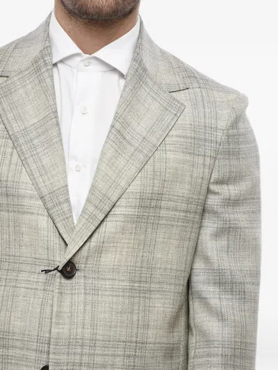 Corneliani Circle District Check Coat In Silver