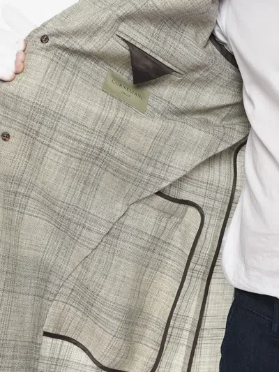 Corneliani Circle District Check Coat In Silver