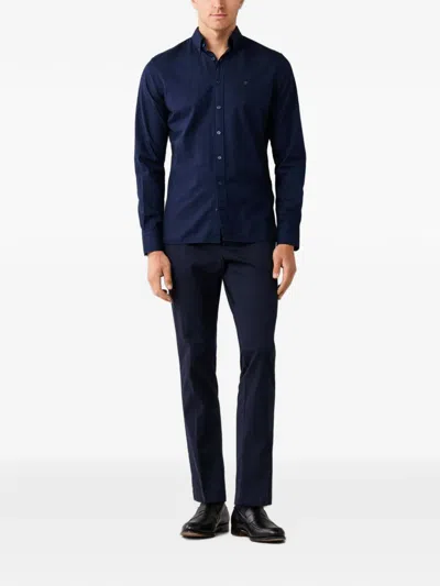 Hackett London 브롬튼 가먼트 다이 옥스포드 셔츠 In Blue