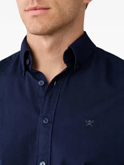 Hackett London 브롬튼 가먼트 다이 옥스포드 셔츠 In Blue