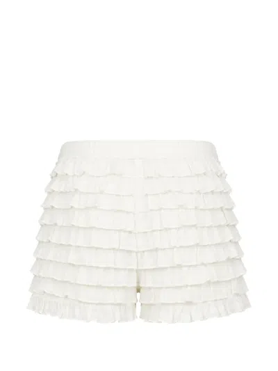 Loveshackfancy Prudence Ruffled Shorts In White