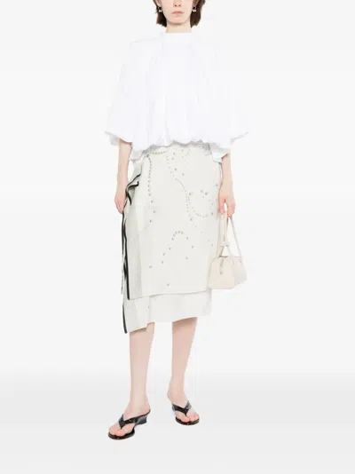 Jnby 펄 프린트 랩 스커트 In White
