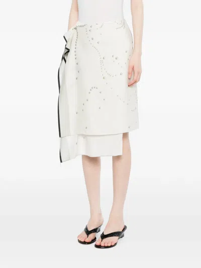 Jnby 펄 프린트 랩 스커트 In White