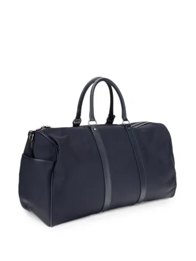 Kiton Nylon Duffel Bag With Leather Inserts In Blue