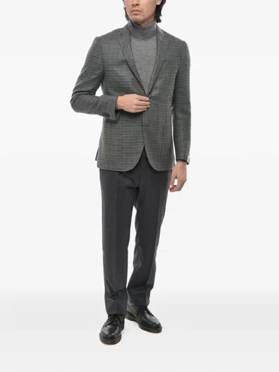 Corneliani Academy Soft Single-breasted Blazer In Gray