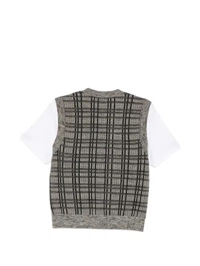 Less 플레이드 레이어드 이펙트 티셔츠 In Brown