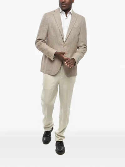 Corneliani Single-breasted Patch-pocket Blazer In Transparent