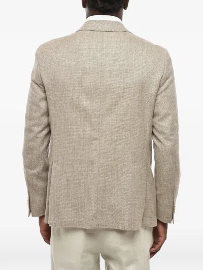 Corneliani Single-breasted Patch-pocket Blazer In Transparent