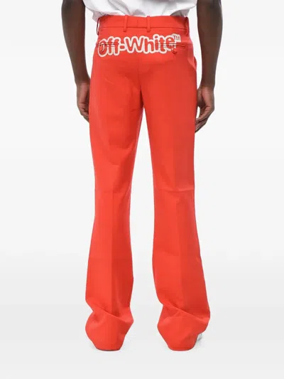 Off-white Logo-print Bootcut Trousers In Red