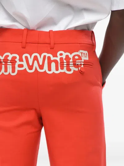Off-white Logo-print Bootcut Trousers In Red