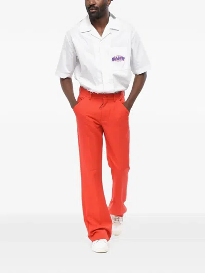 Off-white Logo-print Bootcut Trousers In Red