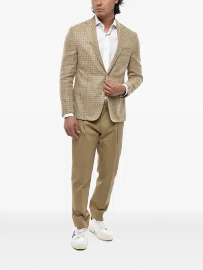 Corneliani Gingham Linen-blend Blazer In Multi