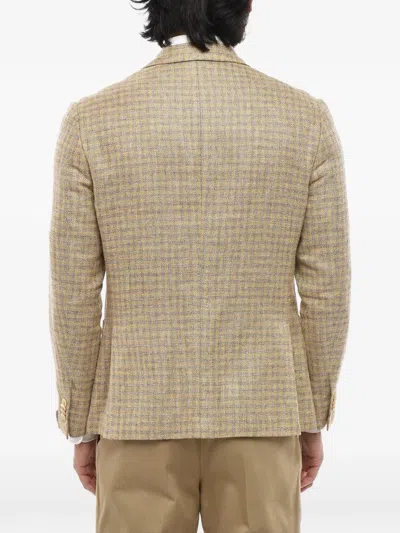 Corneliani Gingham Linen-blend Blazer In Multi