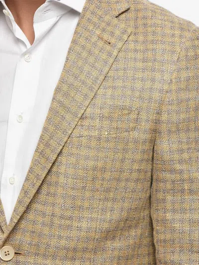 Corneliani Gingham Linen-blend Blazer In Multi