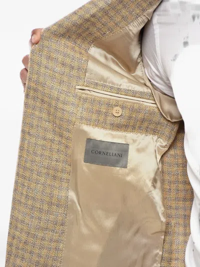 Corneliani Gingham Linen-blend Blazer In Multi