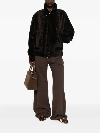 Arma 파울라 하이 넥 시어링 재킷 In Brown