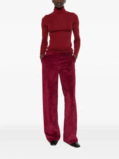 Ermanno Firenze 코듀로이 이펙트 팔라초 팬츠 In Red
