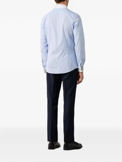 Hackett London 파인 스트라이프 셔츠 In Blue