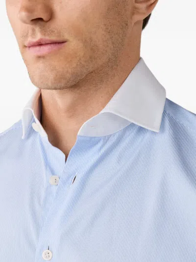 Hackett London 파인 스트라이프 셔츠 In Blue