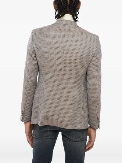 Corneliani Geometric-pattern Single-breasted Blazer In Gray