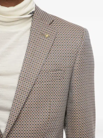 Corneliani Geometric-pattern Single-breasted Blazer In Gray