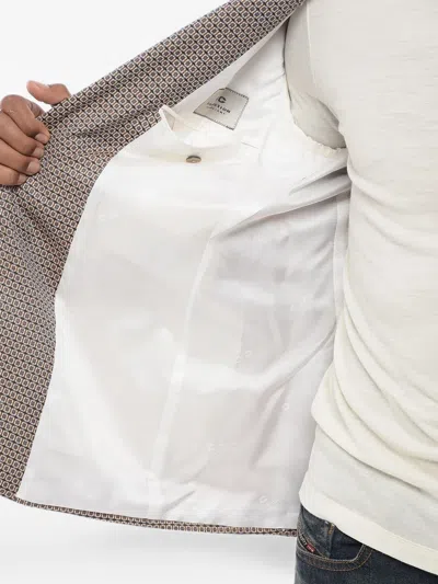 Corneliani Geometric-pattern Single-breasted Blazer In Gray