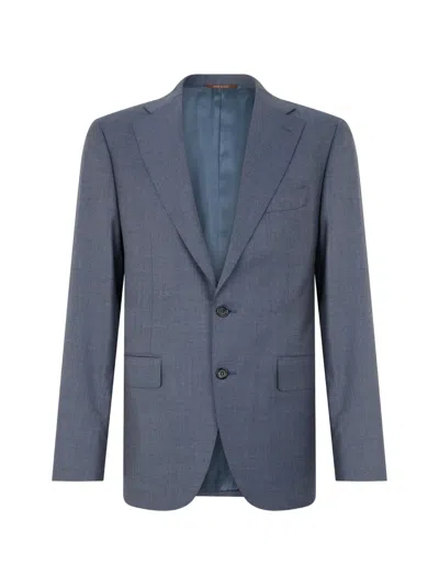 Canali Single-breasted Wool Jacket For Men In Blue