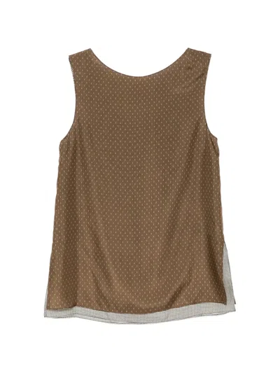Less 폴카 도트 프린트 레이어드 베스트 In Brown