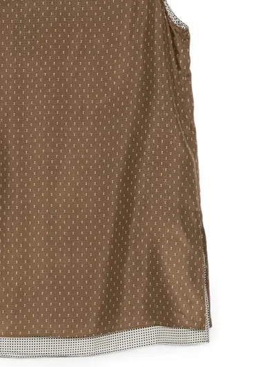 Less 폴카 도트 프린트 레이어드 베스트 In Brown