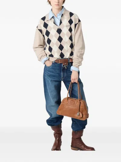 Miu Miu Collared Sweater Long Sleeves Regular Fit In Pink