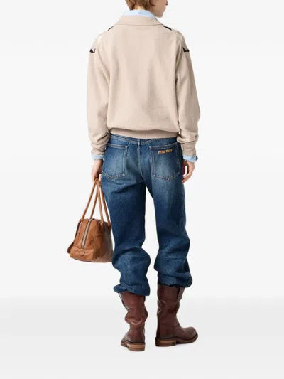 Miu Miu Collared Sweater Long Sleeves Regular Fit In Pink