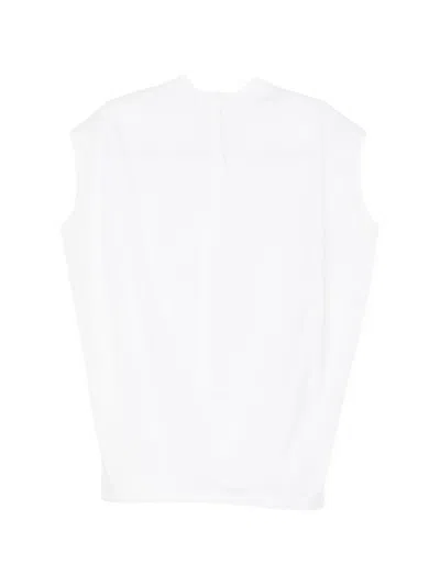 Less 조각 크루 넥 베스트 In White