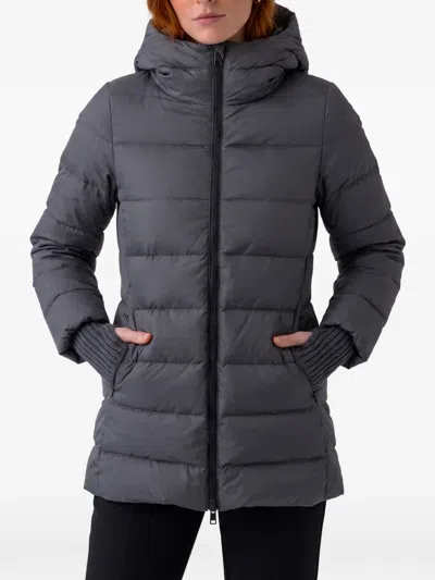 Herno Two Layer Hooded Nylon A Line Jacket In Blue