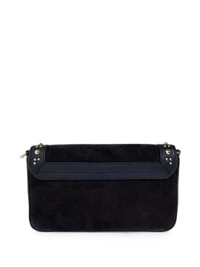 Furla Iride S Rectangular Suede Shoulder Bag In Black